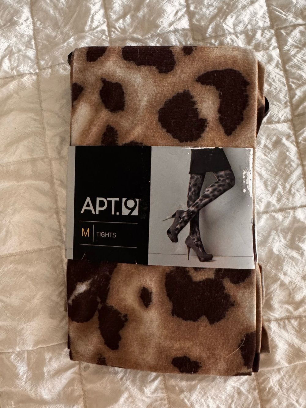 Apt. 9 Leopard Print Tights Opaque Patterned Hosiery Tan & Brown - Size Med NEW